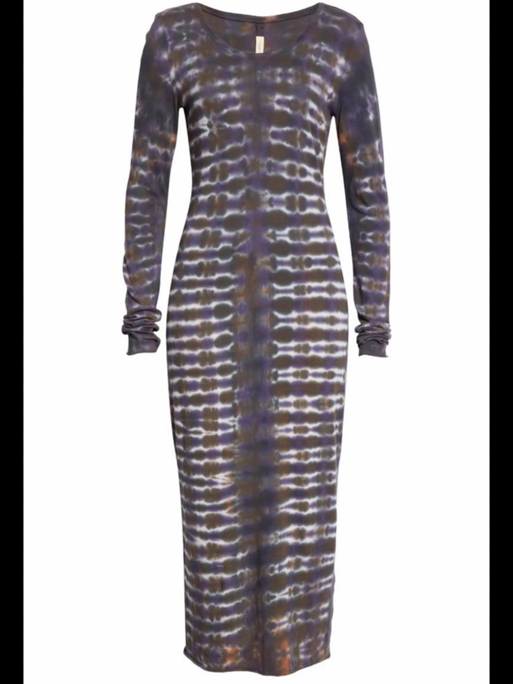 Raquel Allegra Long-Sleeve Tie-Dye Midi Dress in Purple and Gray - Picture 2 of 8